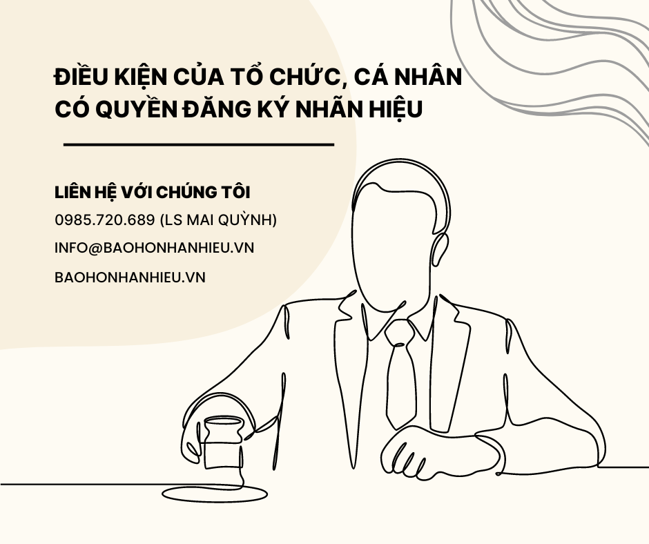 Tổ chức, cá nhân có quyền đăng ký nhãn hiệu dùng cho hàng hoá do mình sản xuất hoặc dịch vụ do mình cung cấp;
Tổ chức, cá nhân tiến hành hoạt động thương mại hợp pháp có quyền đăng ký nhãn hiệu cho sản phẩm mà mình đưa ra thị trường nhưng do người khác sản xuất với điều kiện người sản xuất không sử dụng nhãn hiệu đó cho sản phẩm và không phản đối việc đăng ký đó;
📌 Tổ chức tập thể được thành lập hợp pháp có quyền đăng ký nhãn hiệu tập thể để các thành viên của mình sử dụng theo quy chế sử dụng nhãn hiệu tập thể; đối với dấu hiệu chỉ nguồn gốc địa lý của hàng hoá, dịch vụ, tổ chức có quyền đăng ký là tổ chức tập thể của các tổ chức, cá nhân tiến hành sản xuất, kinh doanh tại địa phương đó; đối với địa danh, dấu hiệu khác chỉ nguồn gốc địa lý, đặc sản địa phương của Việt Nam thì việc đăng ký phải được cơ quan nhà nước có thẩm quyền cho phép;
Tổ chức có chức năng kiểm soát, chứng nhận chất lượng, đặc tính, nguồn gốc hoặc tiêu chí khác liên quan đến hàng hoá, dịch vụ có quyền đăng ký nhãn hiệu chứng nhận với điều kiện không tiến hành sản xuất, kinh doanh hàng hoá, dịch vụ đó; đối với địa danh, dấu hiệu khác chỉ nguồn gốc địa lý, đặc sản địa phương của Việt Nam thì việc đăng ký phải được cơ quan nhà nước có thẩm quyền cho phép;
Hai hoặc nhiều tổ chức, cá nhân có quyền cùng đăng ký một nhãn hiệu để trở thành đồng chủ sở hữu với điều kiện
 (i) việc sử dụng nhãn hiệu đó phải nhân danh tất cả các đồng chủ sở hữu hoặc sử dụng cho hàng hóa, dịch vụ mà tất cả các đồng chủ sở hữu đều tham gia vào quá trình sản xuất, kinh doanh;
 (ii) việc sử dụng nhãn hiệu đó không gây nhầm lẫn cho người tiêu dùng về nguồn gốc của hàng hóa, dịch vụ.