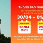 Thông báo nghỉ lễ 30/04 và 01/05