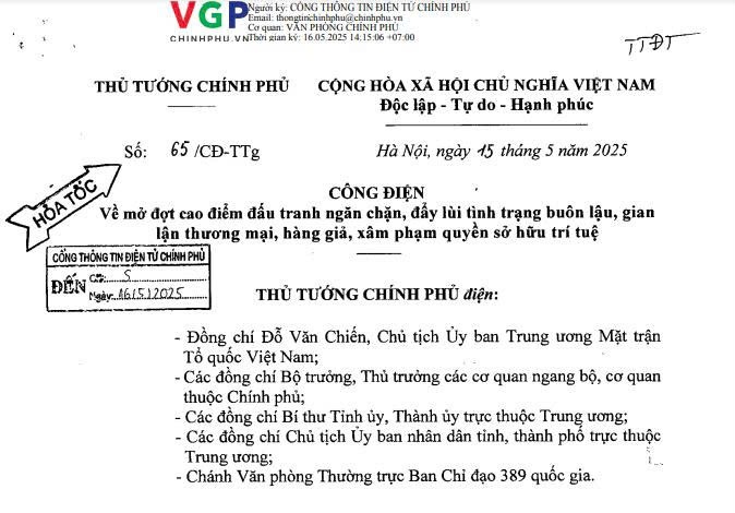 Cuộc chiến chống buôn lậu, hàng giả trên toàn quốc cùng Công điện 65/CĐ-TTg ngày 15/5/2025