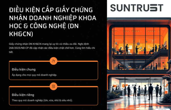 ĐIỀU KIỆN CẤP GIẤY CHỨNG NHẬN DOANH NGHIỆP KHOA HỌC VÀ CÔNG NGHỆ