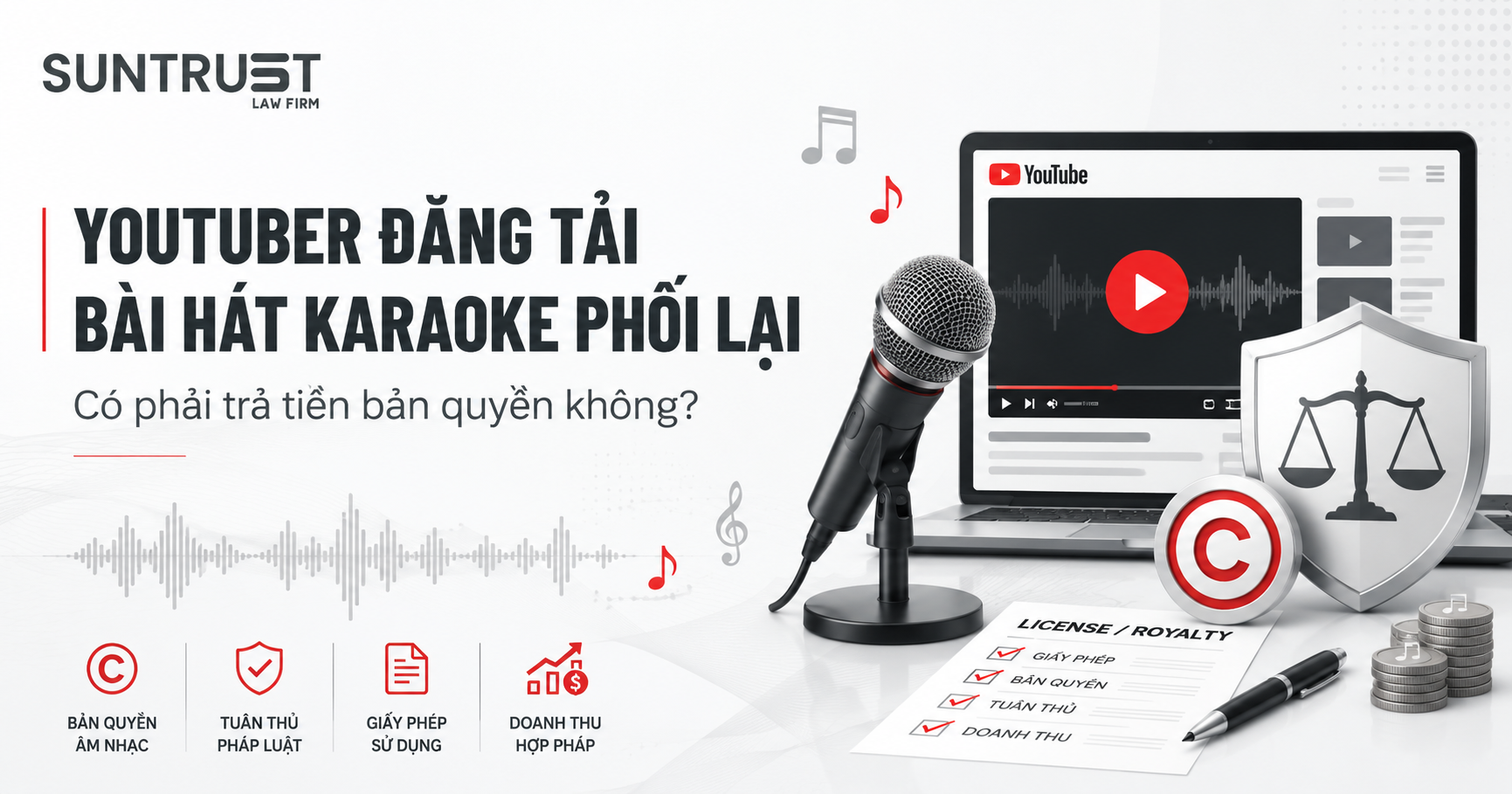 Youtuber đăng tải các bài hát karaoke phối lại theo tone namtone nữ có phải trả t