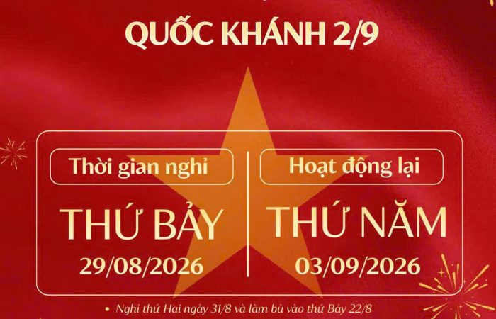 THÔNG BÁO NGHỈ LỄ QUỐC KHÁNH THÔNG BÁO NGHỈ LỄ QUỐC KHÁNH 02/09/2026